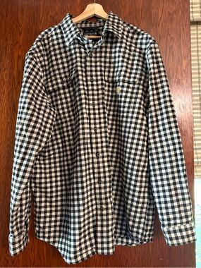 Carhartt Men’s Black and White Checkered Button-Down Shirt size XL tall